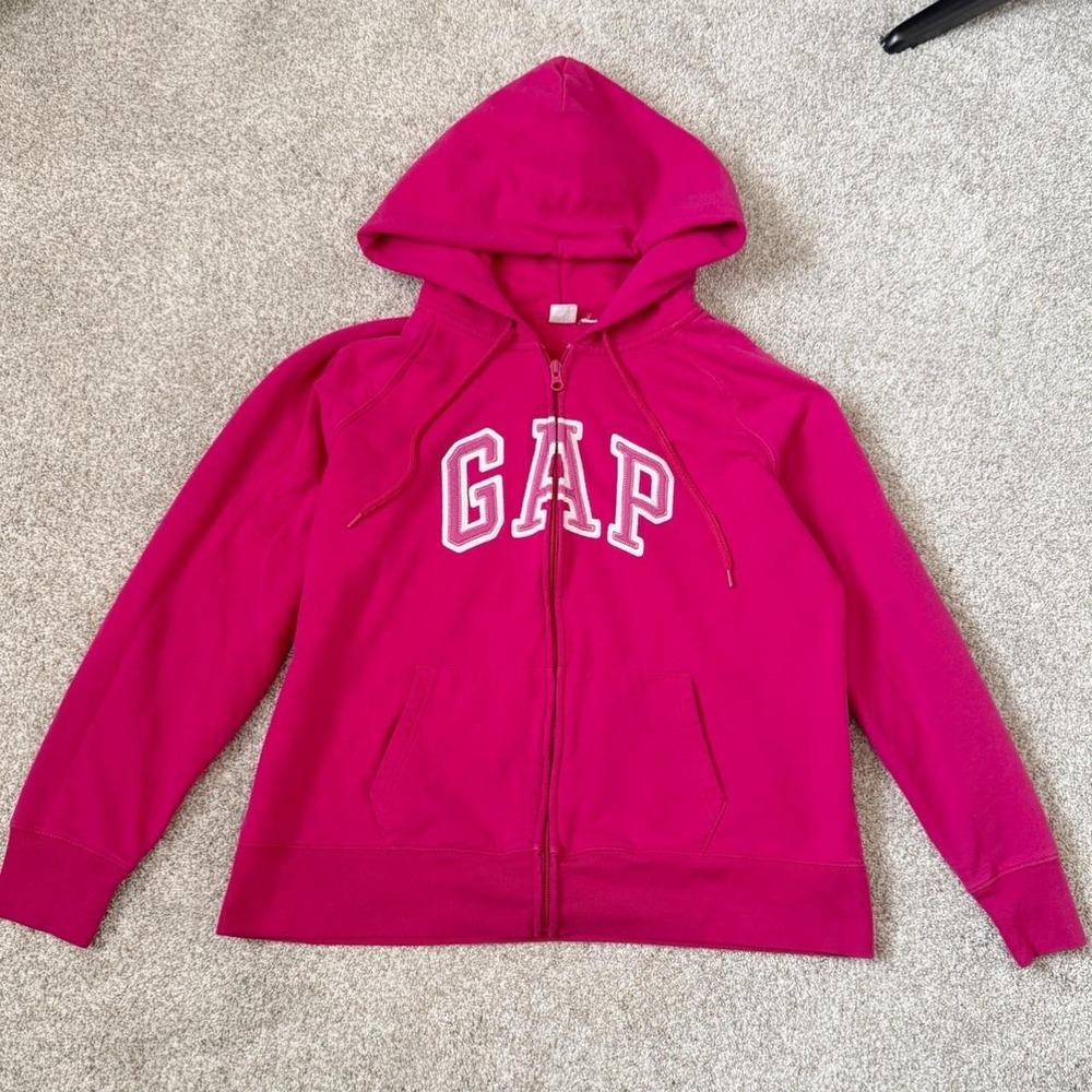 GAP Hot Pink Logo Zip-Up Hoodie — Est. Size L